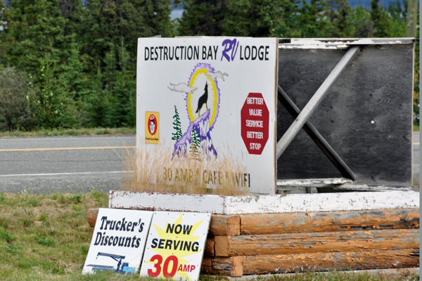 Destruction Bay RV Campground sign