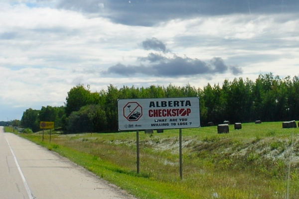 Alberta checkstop sign