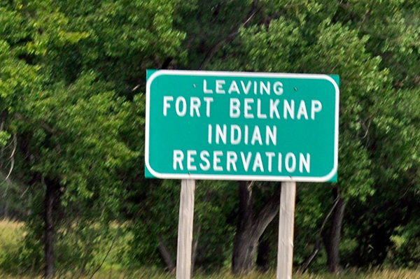 sign: Leaving Fort Belknap Indian Reservation