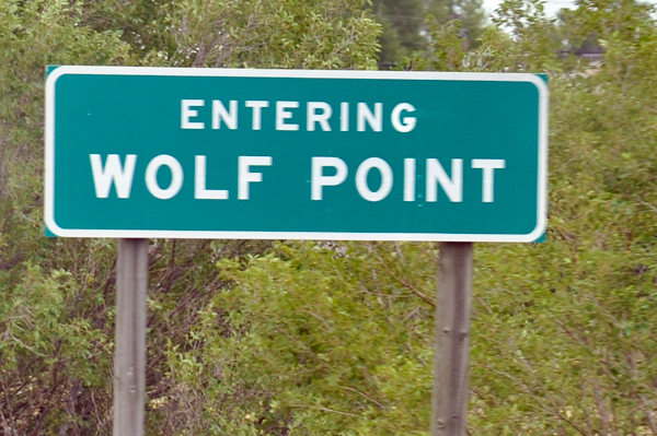 entering Wolf Point sign