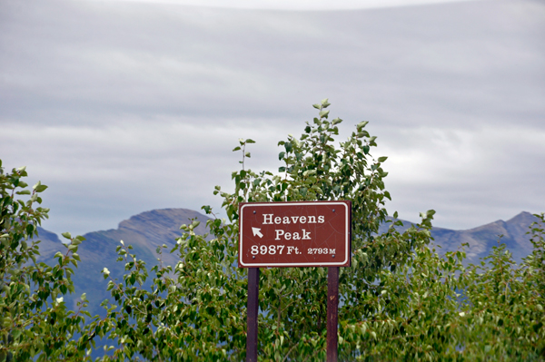 Heavens Peak sign