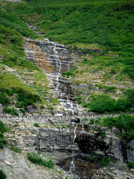 waterfall at scenery in Glacier National Park USA