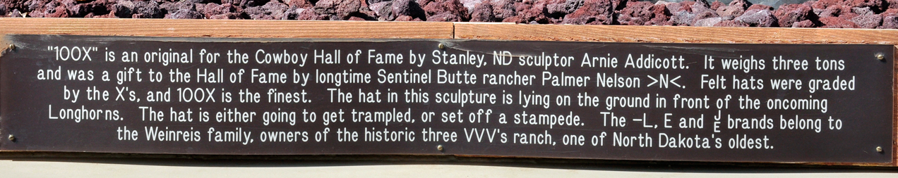 plaque outside of Cowboy Hall of Fame in Medora, ND