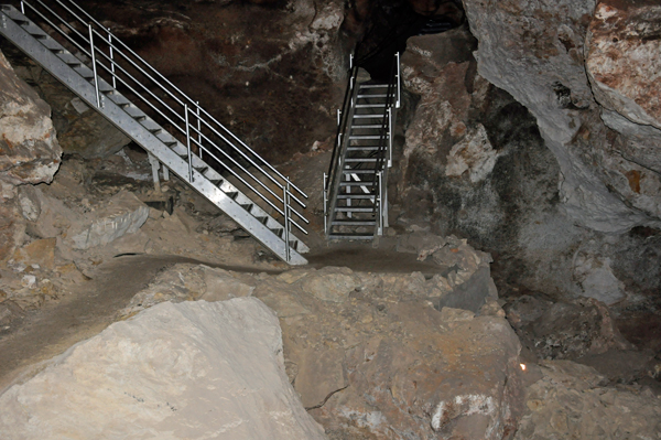 some of the 723 stairs in Jewel Cave
