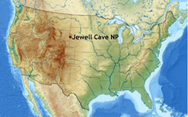 USA map showing location of Jewel Cave
