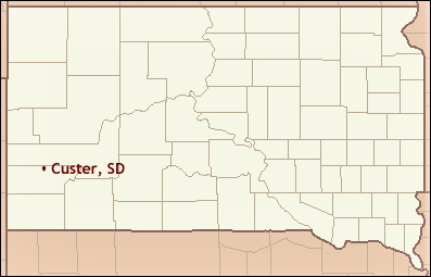 map showing location of Custer, South Dakota
