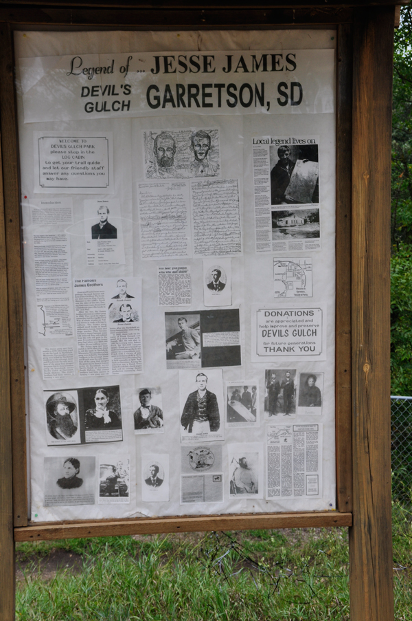 bulletin board about the Legend of Jesse James