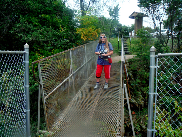 Karen  Duquette on the iron footbridge
