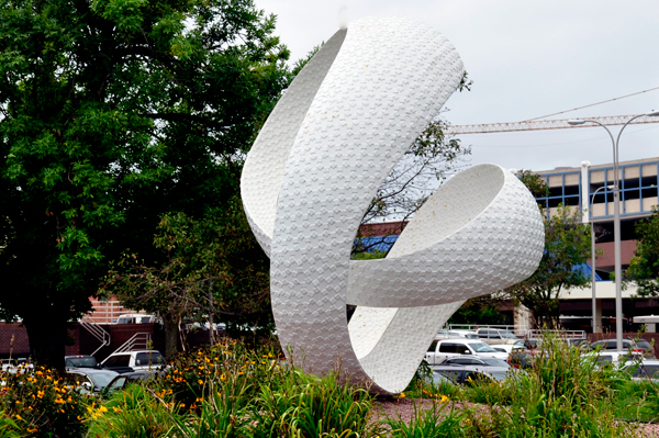 a twisted golf ball sculpture