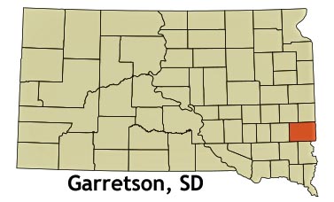 South Dakota map showing location of Garretson SD
