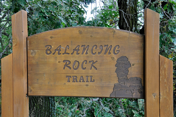 sign: Balancing Rock trail