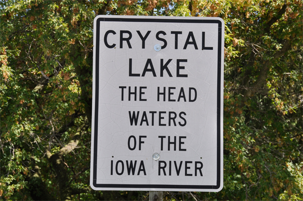 sign: Crystal Lake - The Headwaters of the Iowa River