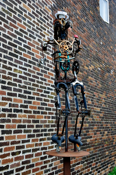 sculpture made from bicycle parts
