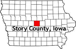 Iowa map showing location of Sotry County