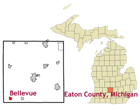 MI map showing Bellevue location