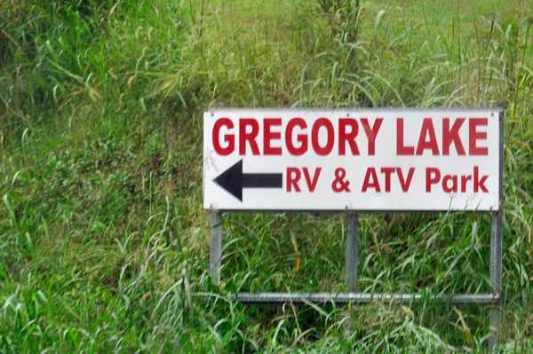 Gregroy Lake RV park sign