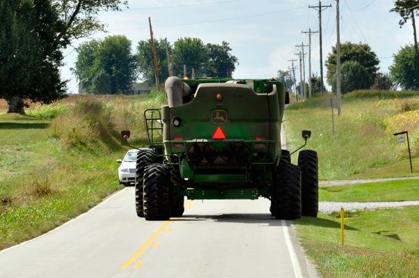 tractor in the road
