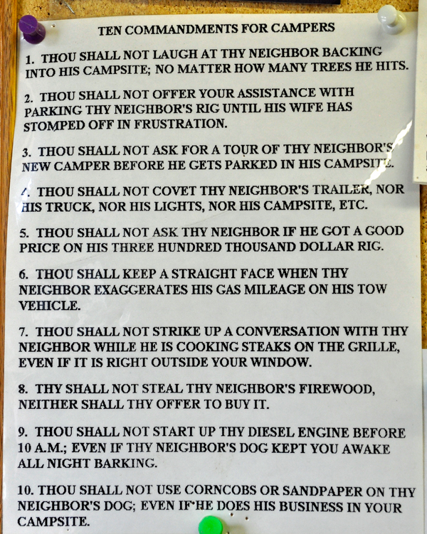 10 commandments for campers