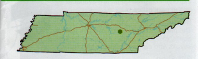 Tennessee map showing location of Cumberland Mountain State Park