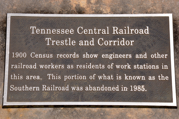 plaque: TN Central Raialroad Trestle 