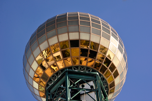 The Sunsphere golden globe and reflections
