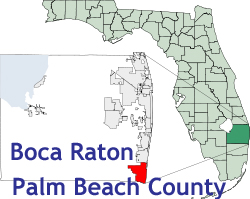 Florida map showing location of Boca Raton