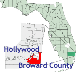 Florida map showing location of Hollywood