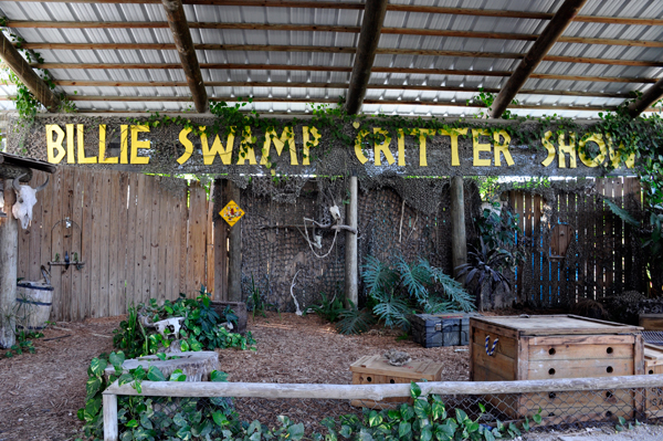 Billie Swamp Critter Show sign