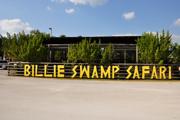 Billie Swamp Safari sign on fence