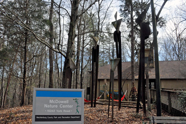 McDowell Nature Preserve sign and Nature Center building
