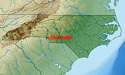 NC map showing location of Charlotte