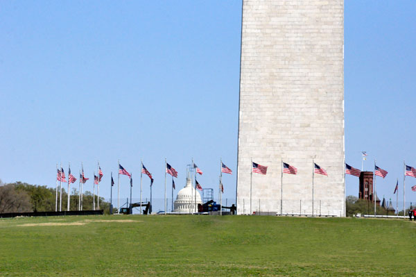 flags and the Washington monument