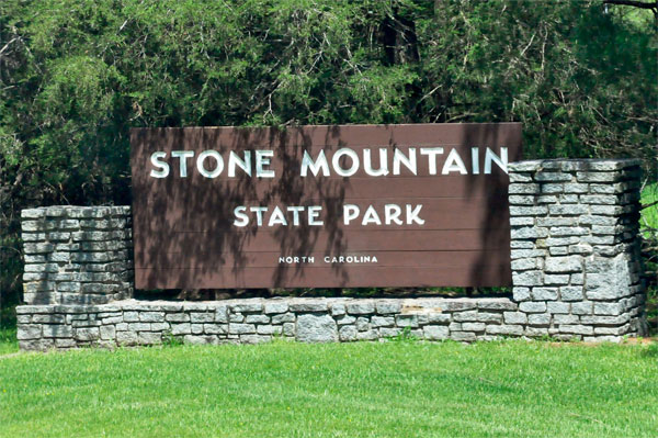 sign for Stone Mountain State Park in NC