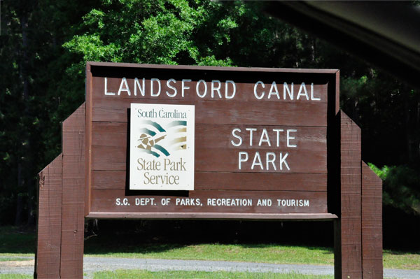 Landsford Canal State Park entry sign