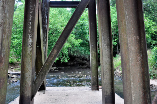 the river viewed from under the trestle