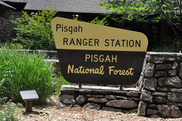 Pisgah Ranger Station and Pisgah National Forest sign