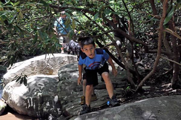 exploring on the big boulders
