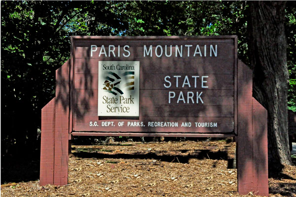 Paris Mountain State Park sign