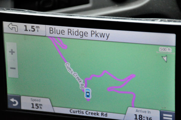 GPS view of curvy roads