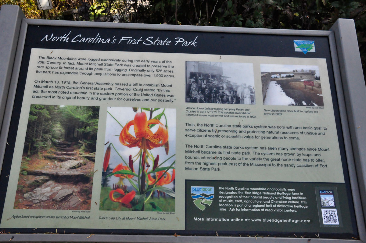 sign about NC's first state park