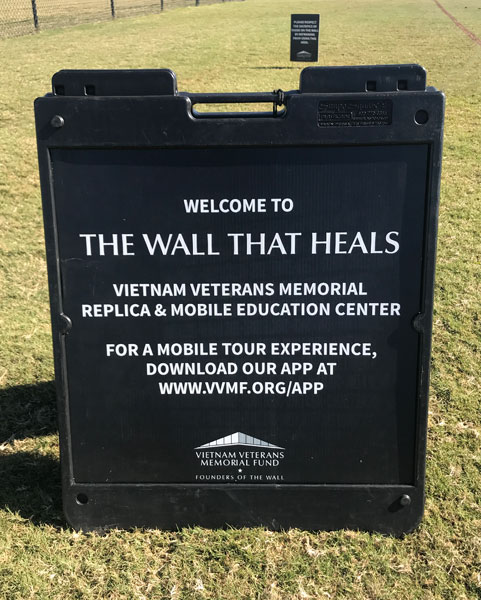 Welcome to The Wall That Heals sign