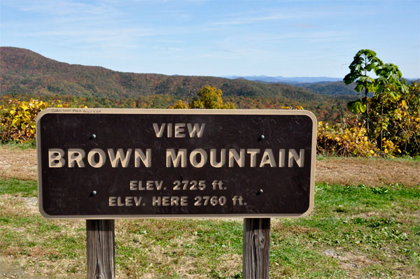 Brown Moutain Overlook sign