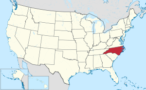 USA map showing location of NC