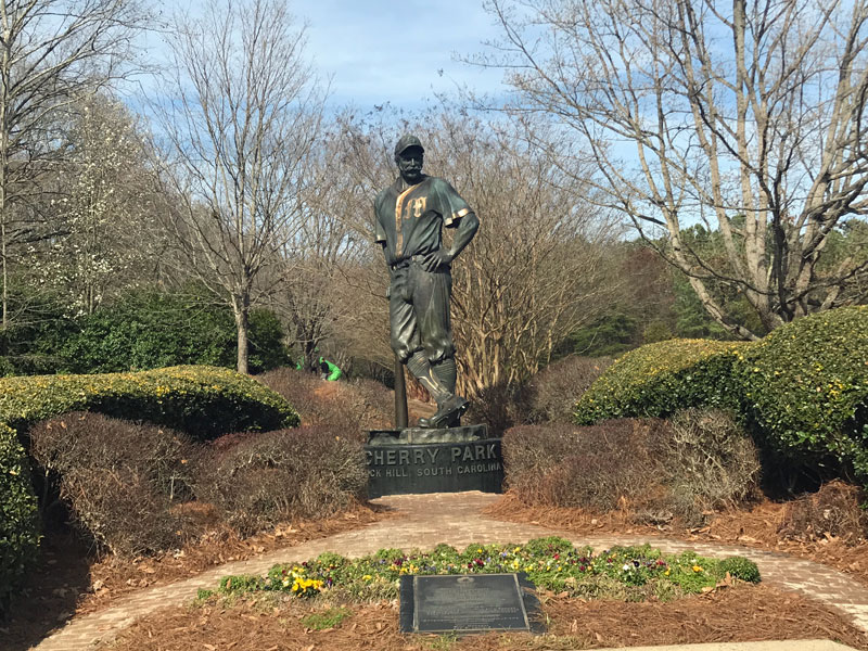 a bronze statue of Mighty Casey
