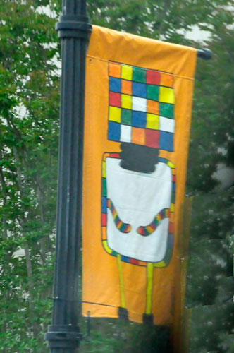 flag on a lightpole in Lancaster, SC