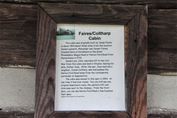 Faires-Coltharp Cabin sign