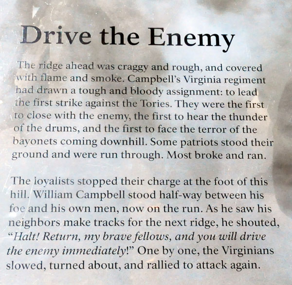 historical sign about Kings Mountain battle