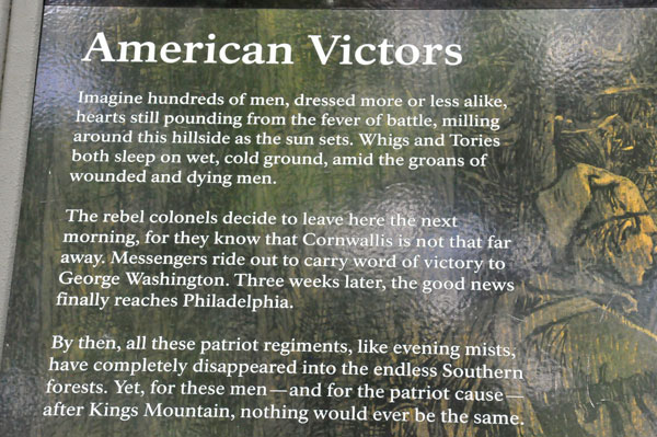 historical sign about Kings Mountain Military Monument
