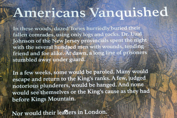 historical sign about Kings Mountain Military Park