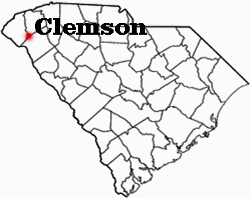 SC map showing location of Clemson